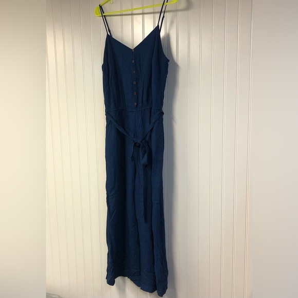 Becaal Blue Sleeveless V-Neck Jumpsuit Romper  Casual Resort Wear Large - Picture 2 of 5